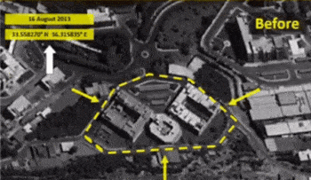 Before and after Syria strike., Credit: ISI Before and after Syria strike