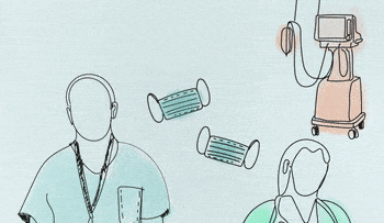 'We’ve also learned that you don’t have to rush into employing invasive ventilation methods. Eventually we began to use less invasive methods, and we had success.', Credit: Aron Ehrlich Israeli doctors during the coronavirus crisis, May 2020.