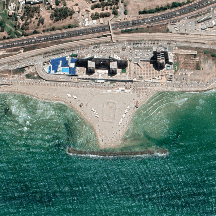The projected rise in sea levels over the next 30 years on a beach in Haifa.